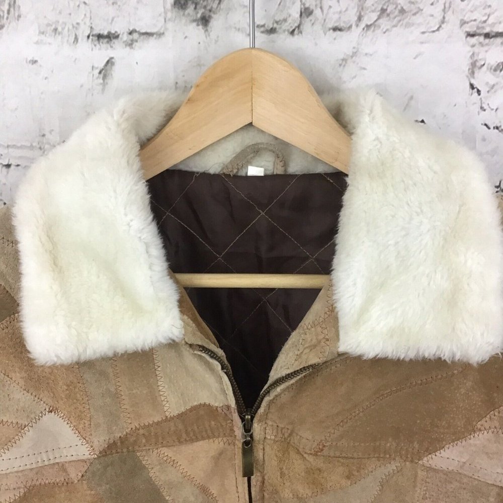 Vtg 70's Jacket Leather Suede Patchwork Womens Sz… - image 3